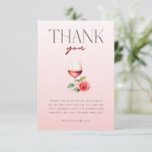 Elegante Vino Before Vows Wijn Thema Bruidsfeest Bedankkaart (Staand voorkant)