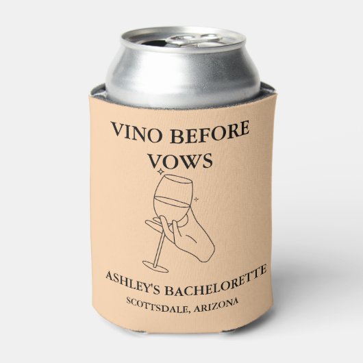 Elegante Vino Voor De Geloften Bachelorette Party Blikjeskoeler (Blikje Voorkant)