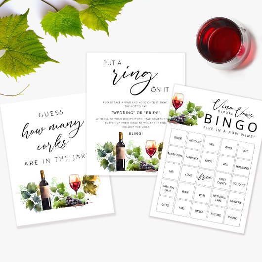 Elegante Vino voor geloften Vrijgezellenfeest Bing Kaart