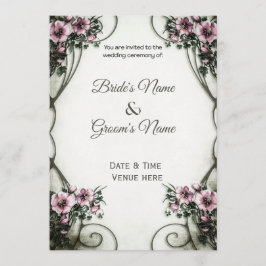 Elegante vintage Art Nouveau bloemenuitnodiging vo Kaart