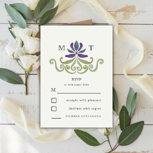 Elegante Vintage Art Nouveau Bloemige Bruiloft RSVP Kaartje