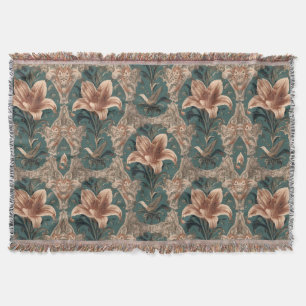 Elegante Vintage Art Nouveau Bloemvogel Patroon Deken