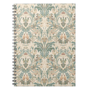 Elegante Vintage Art Nouveau Bloemvogels Patroon Notitieboek