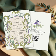 Elegante Vintage Art Nouveau QR Code Bloemige Brui