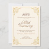 Elegante Vintage Barok Gouden Nikah-ceremonie Kaart (Voorkant)