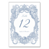 Elegante Vintage Barokke Blauwe Toile Lijst Bruilo Kaart (Achterkant)