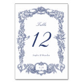 Elegante vintage barokke bloemenframe navyblauw kaart (Voorkant)