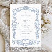 Elegante Vintage Barokke Bloemrijke Blauwe Frame H Kaart