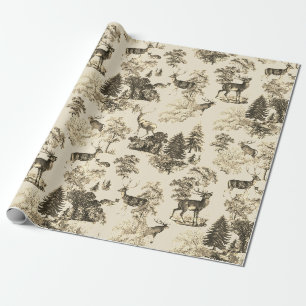 Elegante vintage beige sepia hert in boslandschap cadeaupapier