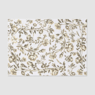 Elegante vintage beige witte bloemen tissuepapier