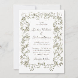 Elegante Vintage Beige Witte Sierlijke Bloem Bruil Kaart