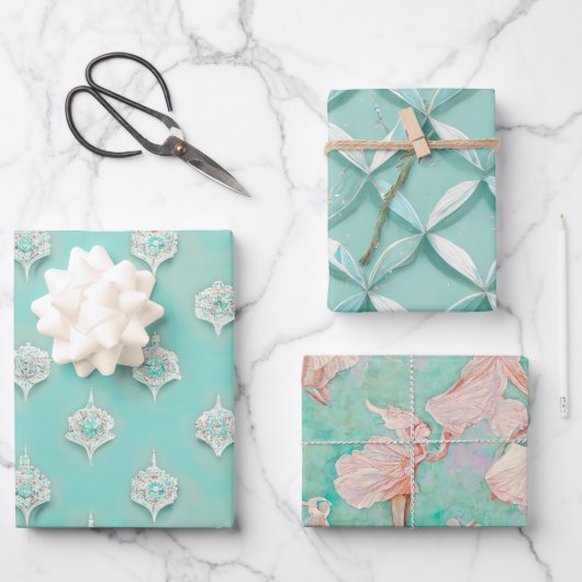 Elegante Vintage Blau Gemengde Textures Inpakpapier Vel (Voorkant)