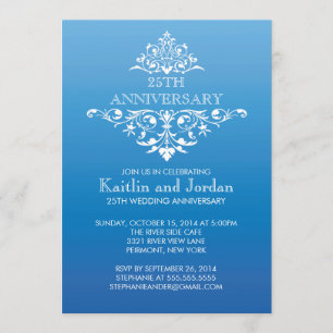 Elegante Vintage Blauwe Bloei Jubileumfeest Kaart