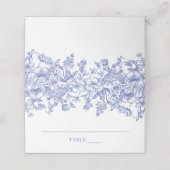 Elegante Vintage Blauwe Bloem Platte Plaatskaart Plaatskaartje (Buitenkant ongevouwen)