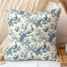 Elegante vintage blauwe chinoiserie pauw