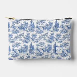 Elegante vintage blauwe Franse Toile monogram patr Etui
