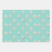Elegante Vintage Blauwe Gemengde Textures Inpakpapier Vel (Voorkant)