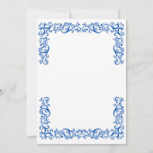 Elegante Vintage Blauwe Lijst Trouw  Kaart (Achterkant)