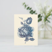 Elegante vintage blauwe roos briefkaart (Staand voorkant)