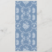 Elegante Vintage Blauwe Toile Monogram Bruiloftsme Menu (Achterkant)
