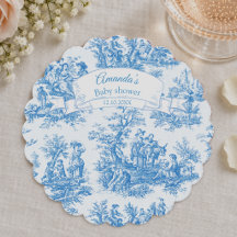 Elegante vintage blauwe turquoise toile de jouy