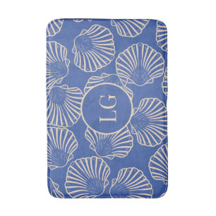 Elegante vintage blauwe zeeschelpen badmat