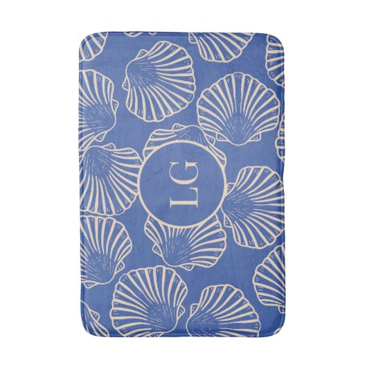 Elegante vintage blauwe zeeschelpen badmat (Voorkant Verticaal)