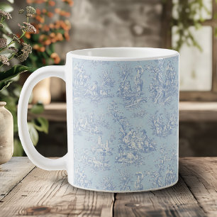 Elegante vintage blauwgrijze toile de Jouy Koffiemok