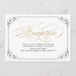 Elegante vintage bloeiende kalligrafie receptie informatiekaartje