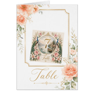Elegante Vintage Bloem Bruiloft Tafel Nummerkaart 