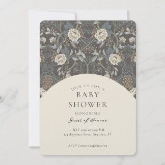 Elegante Vintage Bloem Damast Baby Shower Kaart