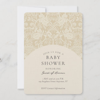 Elegante Vintage Bloem Damast Baby Shower Uitnodig Kaart