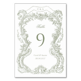 Elegante Vintage Bloem Groene Toile Trouw Kaart