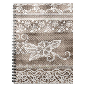 Elegante Vintage Bloem Kantenstof Notitieboek