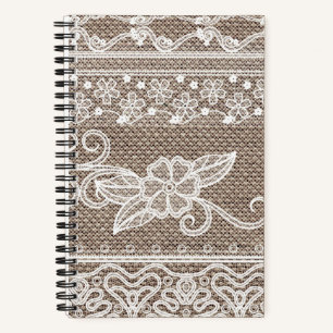 Elegante Vintage Bloem Kantenstof Notitieboek