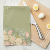 Elegante vintage bloem lichtgroen theedoek (Quarter Fold)