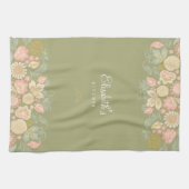 Elegante vintage bloem lichtgroen theedoek (Horizontaal)