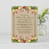 Elegante Vintage Bloem Moederdag Brunch Kaart (Staand voorkant)