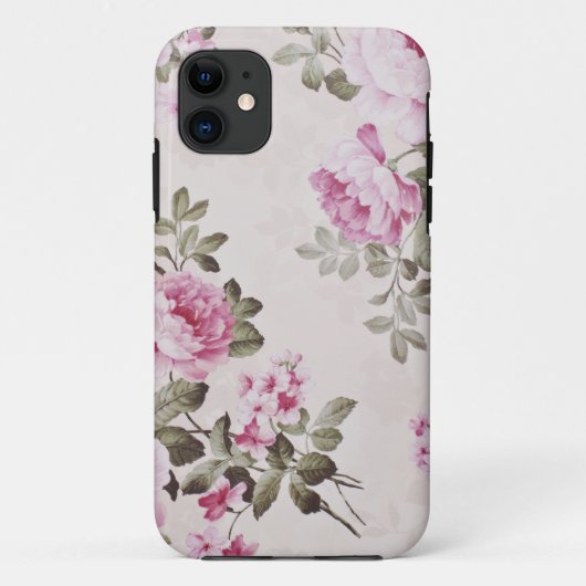 Elegante Vintage Bloem Roos iPhone Hoesje (Achterkant)