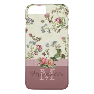 Elegante Vintage Bloem Roos Monogram Naam Case-Mate iPhone Case