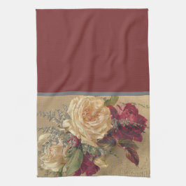 Elegante Vintage Bloem Roos Victoriaanse Keuken Theedoek