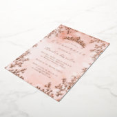 Elegante Vintage Bloem Roze Goud Quinceanera  Folie Uitnodiging (Gedraaid)