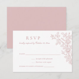 Elegante Vintage Bloem Stof Roze Huwelijk RSVP Kaart