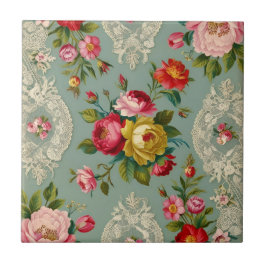 Elegante Vintage Bloem Tegeltje
