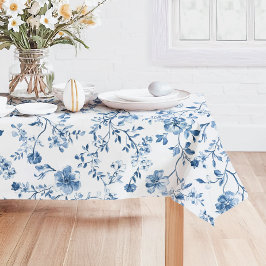 Elegante vintage bloem toile blauwe en witte tafelkleed