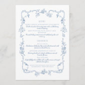 Elegante vintage bloem toile bruidsshower menu (Achterkant)