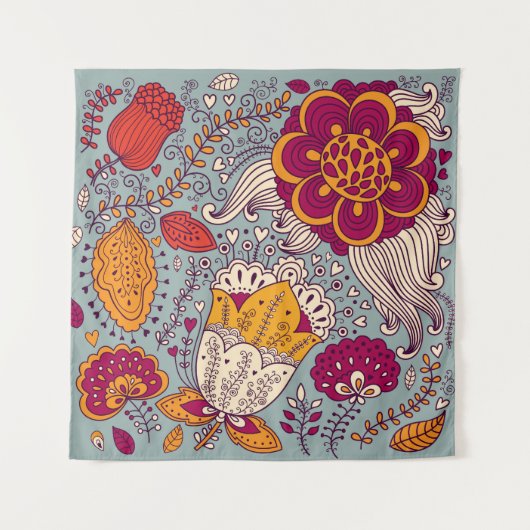 Elegante Vintage Bloemen Achtergrond Wandkleed (Voorkant)