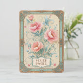 Elegante Vintage Bloemen Boeket Huwelijksjubileum Kaart (Staand voorkant)