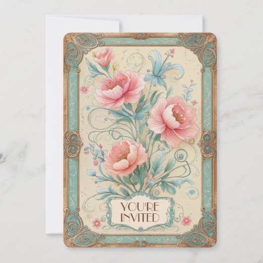 Elegante Vintage Bloemen Boeket Huwelijksjubileum Kaart (Voorkant)