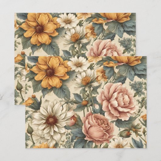Elegante Vintage Bloemen  Briefkaart (Voorkant / Achterkant)